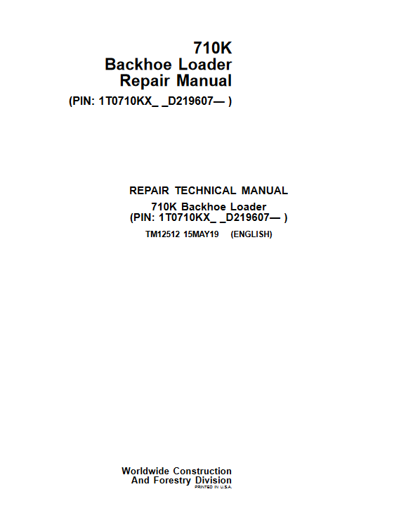John Deere 710K Backhoe Loader Repair Technical Manual - Image 2