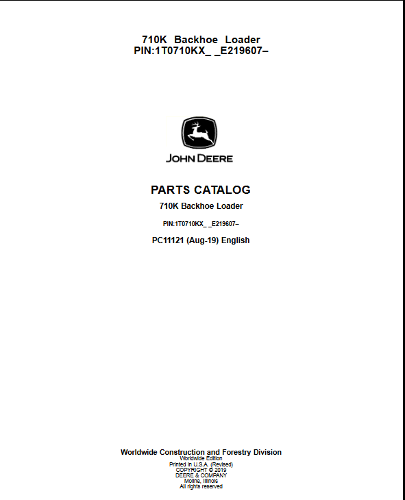 John Deere 710K Backhoe Loader Parts Catalog - Image 2