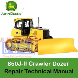 John Deere 850J-II Crawler Dozer repair manual cover, featuring technical guidelines and maintenance procedures