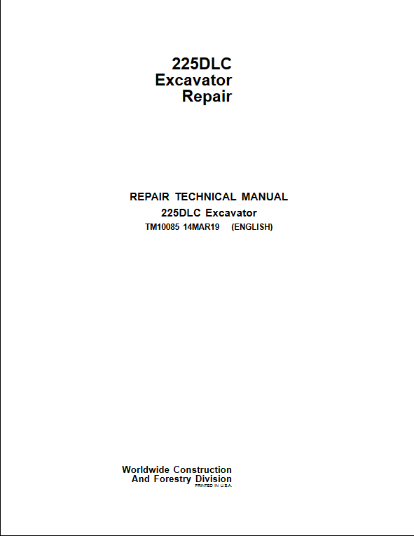John Deere 225DLC Excavator Repair Technical Manual - Image 2