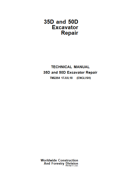 John Deere 35D, John Deere 50D Excavator Technical Repair Manual - Image 2