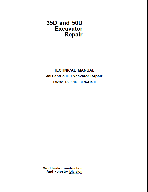 John Deere 35D and John Deere 50D Excavator Technical Repair Manual - Image 2
