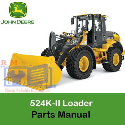 Parts Manual for John Deere 524K-II Loader, showcasing the model name and technical drawings of various components