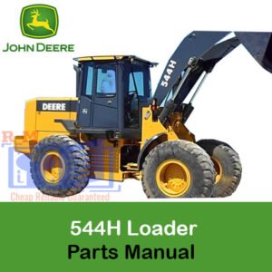 Parts Manual for John Deere 544H Loader, featuring the model name and technical drawings of loader parts