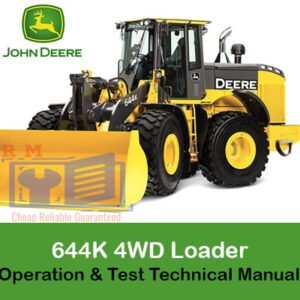 Technical manual cover for John Deere 644K 4WD Loader, detailing operation and testing procedures