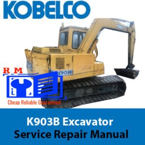 Kobelco K903B Excavator Service Repair Manual, showcasing the title and technical graphics related to the excavator