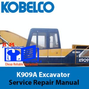 Kobelco K909A Excavator Service Repair Manual cover featuring the model name and technical illustrations