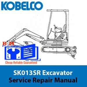 Kobelco SK013SR Excavator Service Repair Manual showcasing the title and technical graphics for maintenance guidance