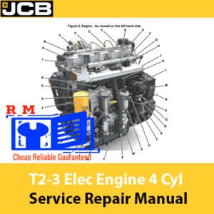 JCB T2-3 Electric Engine 4 Cylinder Service Repair Manual cover featuring technical illustrations and detailed instructions