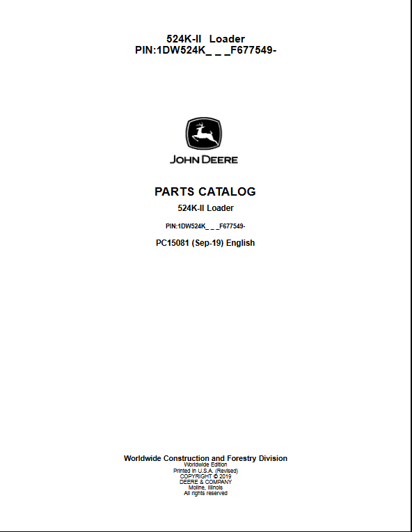 John Deere 524K-II Loader Parts Manual - Image 2