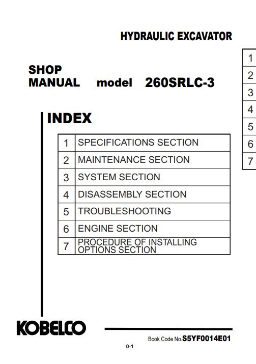 Kobelco 260SRLC-3 Excavator Service Repair Manual - Image 2