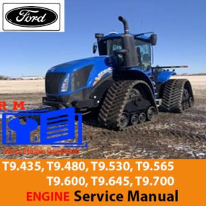 Service manual cover for New Holland T9.435 to T9.700 Tier 4B tractors, featuring model specifications and maintenance guidelines