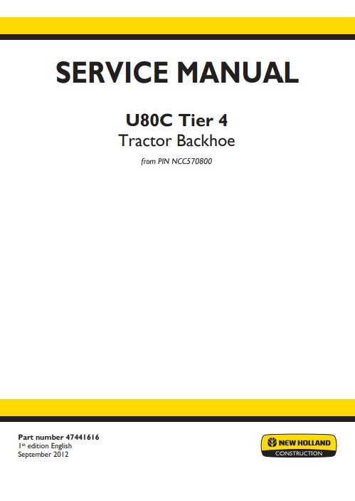 NEW HOLLAND U80C Backhoe Service Repair Manual - Image 2