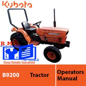 Kubota B9200 Tractor Operators Manual, displaying the tractor image and title for user guidance and reference