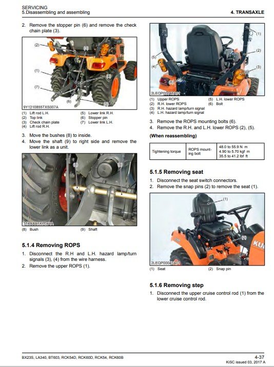 Kubota BX23S , LA340 , BT603 , RCK54D , RCK60D , RCK54 , RCK60B Workshop Manual - Image 3