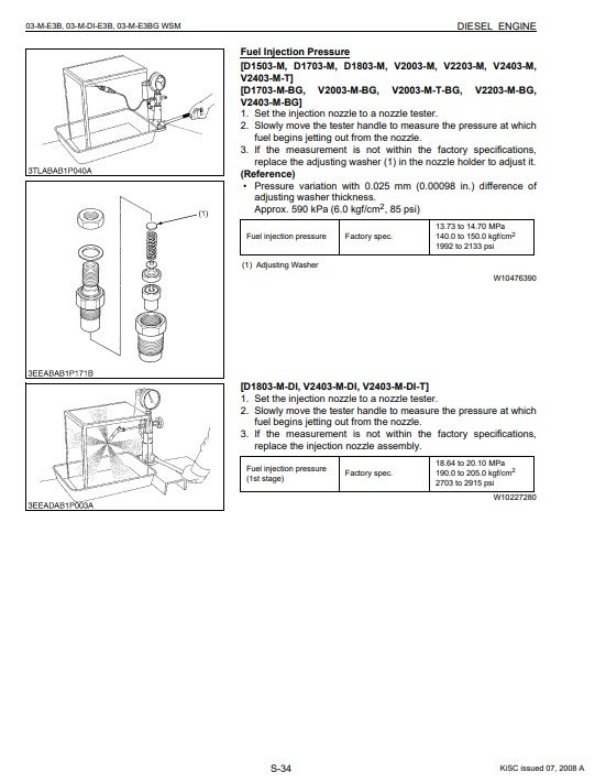 Kubota 03-M-E3B SERIES , 03-M-DI-E3B SERIES , 03-M-E3BG SERIES Engines Workshop Manual - Image 5