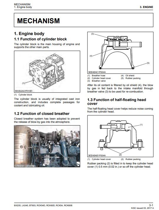 Kubota BX23S , LA340 , BT603 , RCK54D , RCK60D , RCK54 , RCK60B Workshop Manual - Image 4