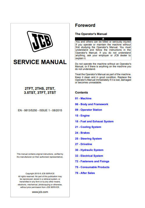 JCB 2TFT, 2THS, 2TST, 3.5TST, 3TFT, 3TST Service Repair Manual - Image 2