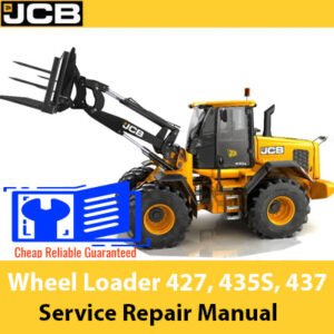 JCB wheel loader service repair manual for models 427, 435S, and 437, showcasing detailed diagrams and maintenance guidelines