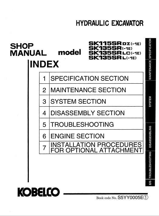 Kobelco SK115SRDZ-1E, Kobelco SK135SRLC-1E, Kobelco SK135SRLC-1E, Kobelco SK135SRL-1E Workshop Repair Manual - Image 3