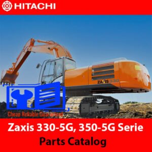 Parts catalog for Hitachi Zaxis 330-5G and 350-5G excavators, showcasing various components and assembly details