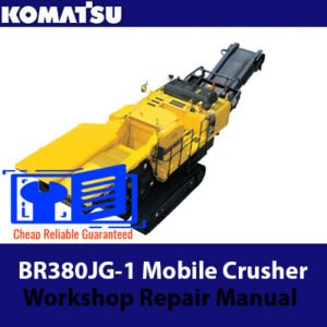 Workshop repair manual for Komatsu BR380JG-1 Mobile Crusher, displaying technical drawings and maintenance guidelines