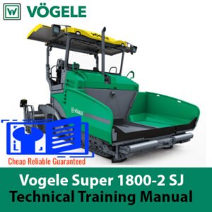 Wirtgen Vogele Super 1800-2 SJ Technical Training Manual, displaying technical illustrations and operational guidelines for the machine