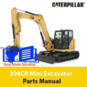 Caterpillar 308CR Mini Excavator parts manual, providing diagrams and specifications for maintenance and repairs