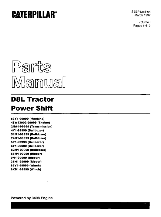Caterpillar D8L dozer Parts Manual - Image 2
