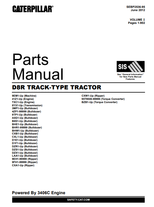 Caterpillar D8R TRACK-TYPE TRACTOR Parts Manual - Image 2