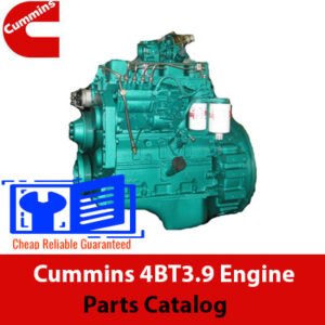 Cummins 4BT3.9 engine parts catalog cover featuring detailed illustrations and part descriptions for maintenance and repair