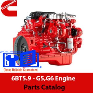 Cummins 6BT5.9 G5 and G6 engine parts catalog, displaying a comprehensive list of parts with images and descriptions