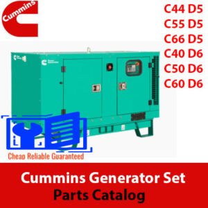 Comprehensive parts manual for Cummins Generator Sets C40, C44, C50, C55, C60, and C66, including diagrams and details