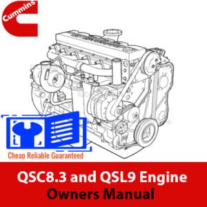 Cummins QSC8.3 and QSL9 Engine Owners Manual cover featuring engine specifications and maintenance guidelines