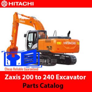 Hitachi Zaxis 200 to 240 Excavator Parts Catalog, displaying an organized layout of parts and technical information