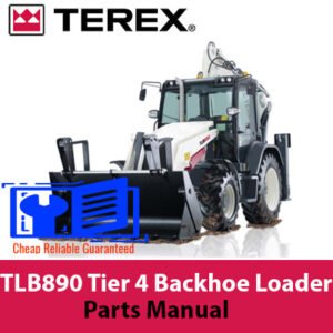 Parts manual for Terex TLB890 Backhoe Loader, displaying diagrams and part numbers for maintenance and repairs