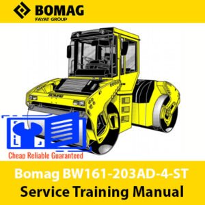 Bomag BW161-203AD-4-ST service training manual cover featuring the machine and technical illustrations