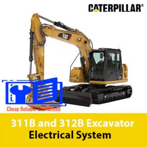 Detailed illustration of the electrical system for Caterpillar 311B and 312B excavators, highlighting key components
