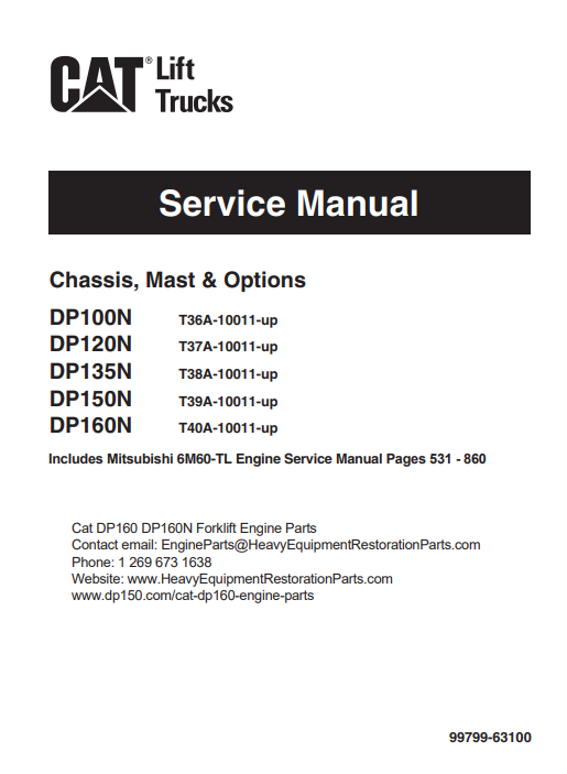 Caterpillar DP100N, DP120N, DP135N, DP150N, DP160N Forklift Service Repair Manual - Image 2