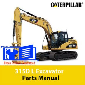 Caterpillar 312C Excavator Parts Manual, displaying an image of the excavator with labeled parts for maintenance guidance