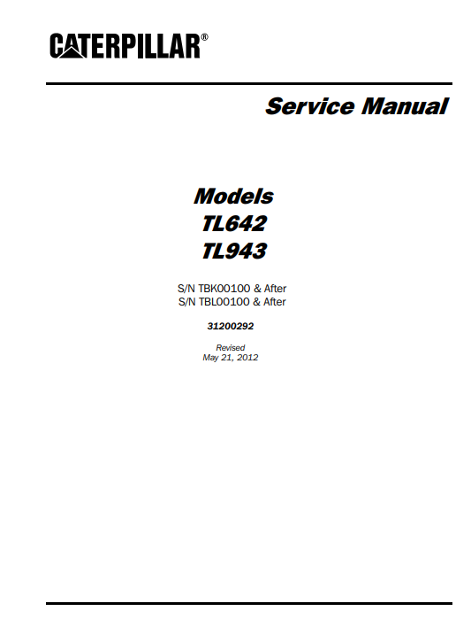 Caterpillar TL642 , Caterpillar TL943 Telehandlers Service Repair Manual - Image 2