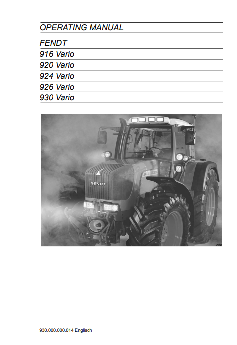 FENDT 916 Vario, 920 Vario, 924 Vario, 926 Vario, 930 Vario Operating Manual - Image 2