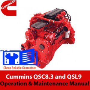 Cummins QSC8.3 and QSL9 Engine Operation and Maintenance Manual cover image, featuring engine diagrams and maintenance tips