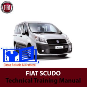 FIAT SCUDO Technical Training Manual cover featuring the vehicle and key specifications for training purposes