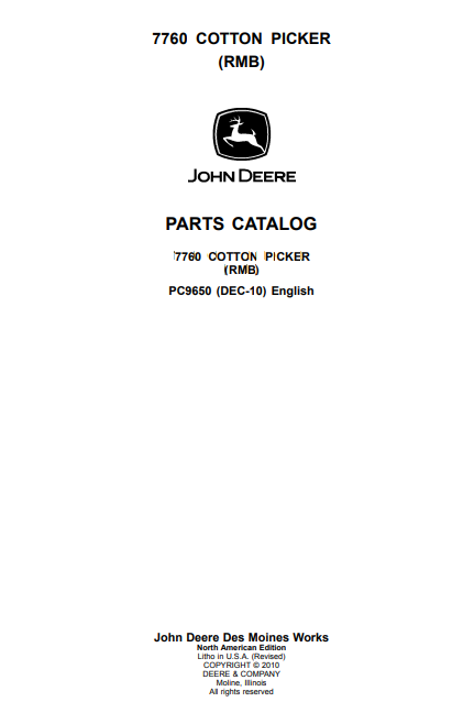 John Deere 7760 Cotton Picker Parts Catalog - Image 2