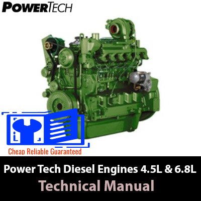 Power Tech Diesel Engines 4.5L & 6.8L technical manual, showcasing detailed engine specifications and maintenance guidelines
