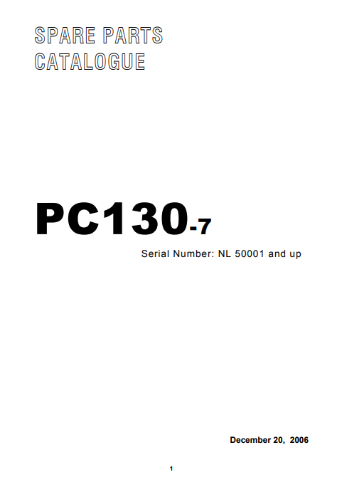 Komatsu PC130-7 Excavator Spare Parts Catalogue - Image 2