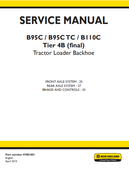 New Holland B95C , B95CTC , B110C Tier 4B Backhoe Loader Service Repair Manual (Full set of collection) - Image 9
