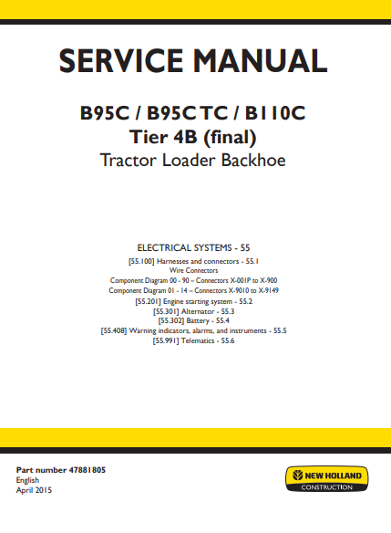 New Holland B95C , B95CTC , B110C Tier 4B Backhoe Loader Service Repair Manual (Full set of collection) - Image 2