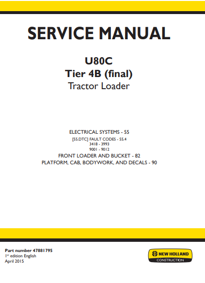New Holland U80C Tractor Service Repair Manual (Full set of collection) - Image 3